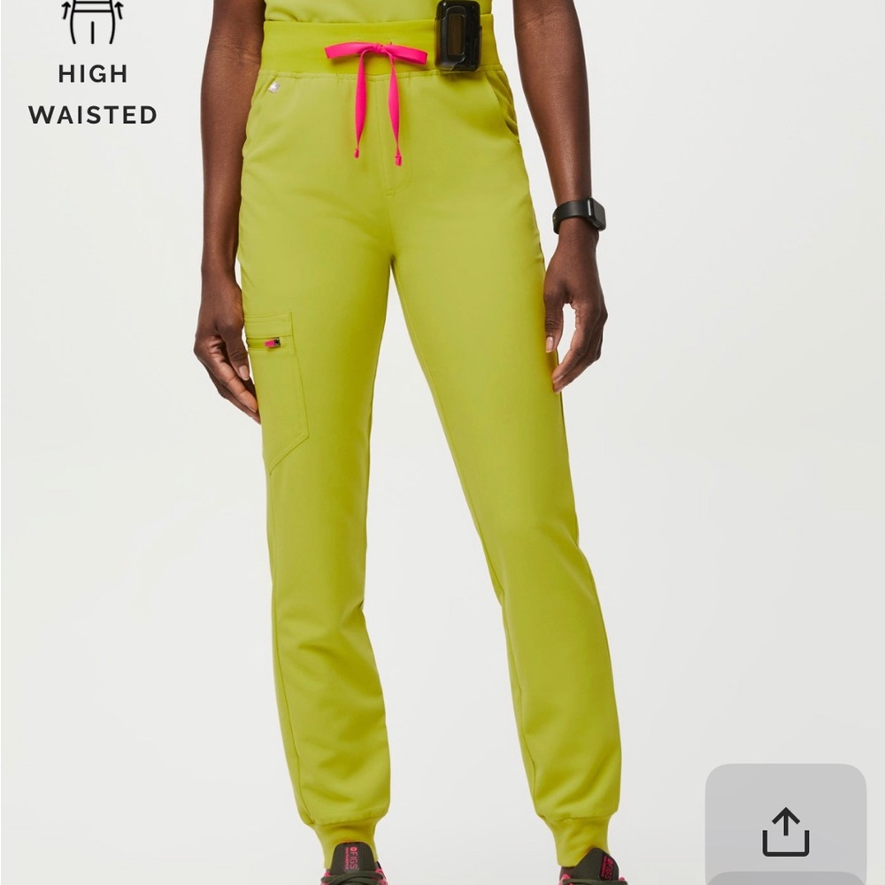 FIGS Neon Yellow Limited Edition  Technical Collection XLP scrub pants.